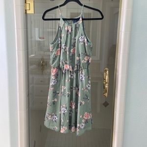 Olive green floral print dress from Francesca’s
